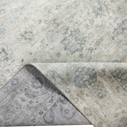 Ivory Grey, Blended Silk Transitional Persian Handknotted 8.11x12.0Ft 269x365Cms Area Rug