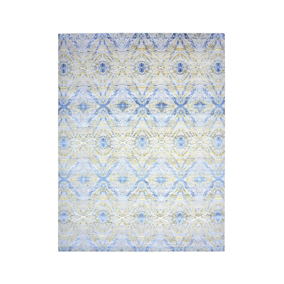 Blue Multy, Silk Wool Modern Abstract Handknotted 9.1x12.0Ft 276x365Cms Area Rug