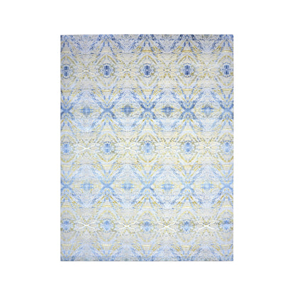 Blue Multy, Silk Wool Modern Abstract Handknotted 9.1x12.0Ft 276x365Cms Area Rug