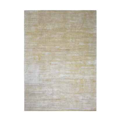 Gold Brown, Silk and Carved Wool Textured Modern Handknotted 11.11x15.1Ft 362x460Cms Area Rug