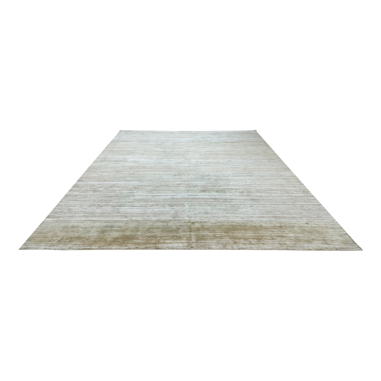 Gold Brown, Silk Wool Textured Modern Handknotted 11.11x15.1Ft 362x460Cms Area Rug