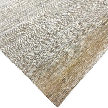 Gold Brown, Silk Wool Textured Modern Handknotted 11.11x15.1Ft 362x460Cms Area Rug