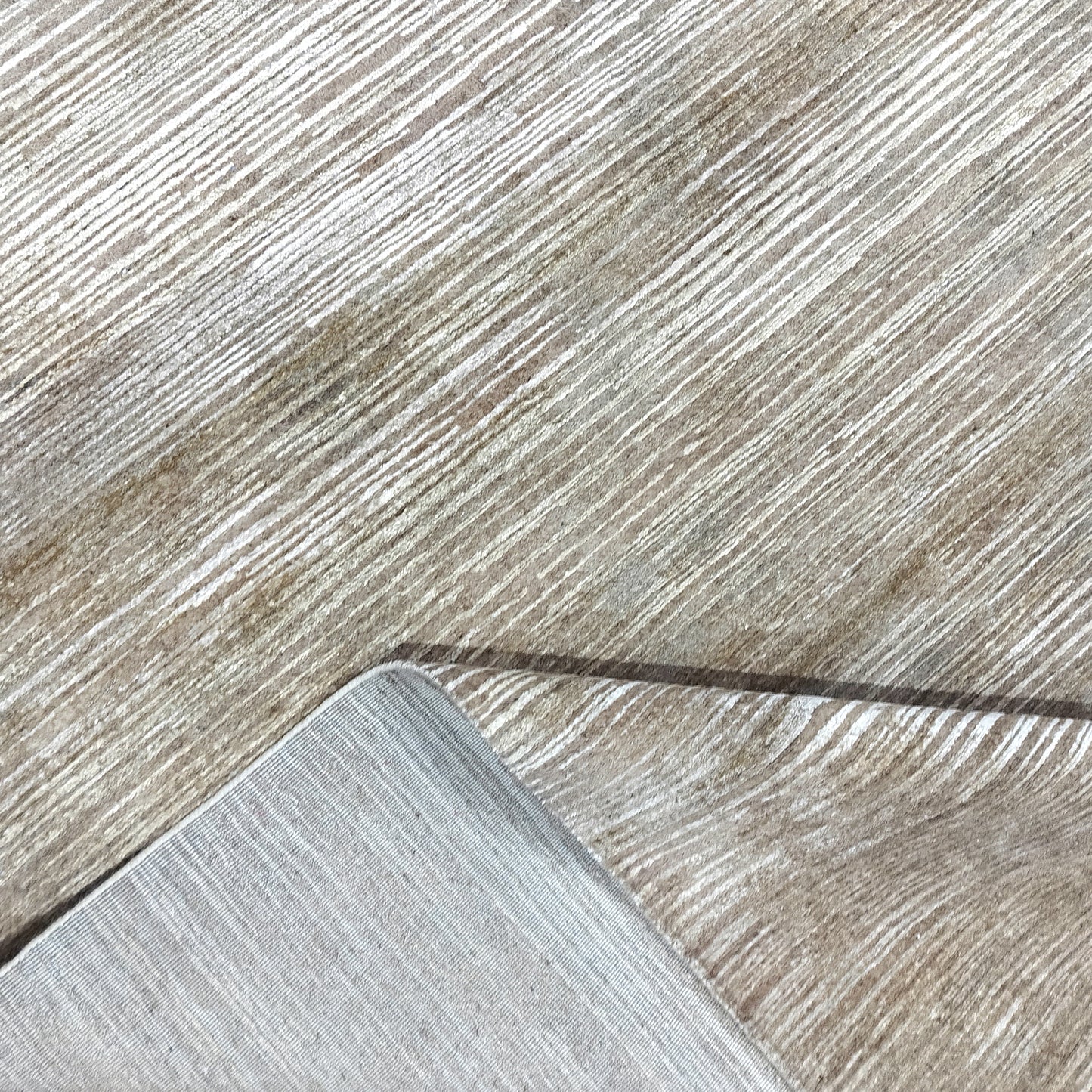 Gold Brown, Silk Wool Textured Modern Handknotted 11.11x15.1Ft 362x460Cms Area Rug