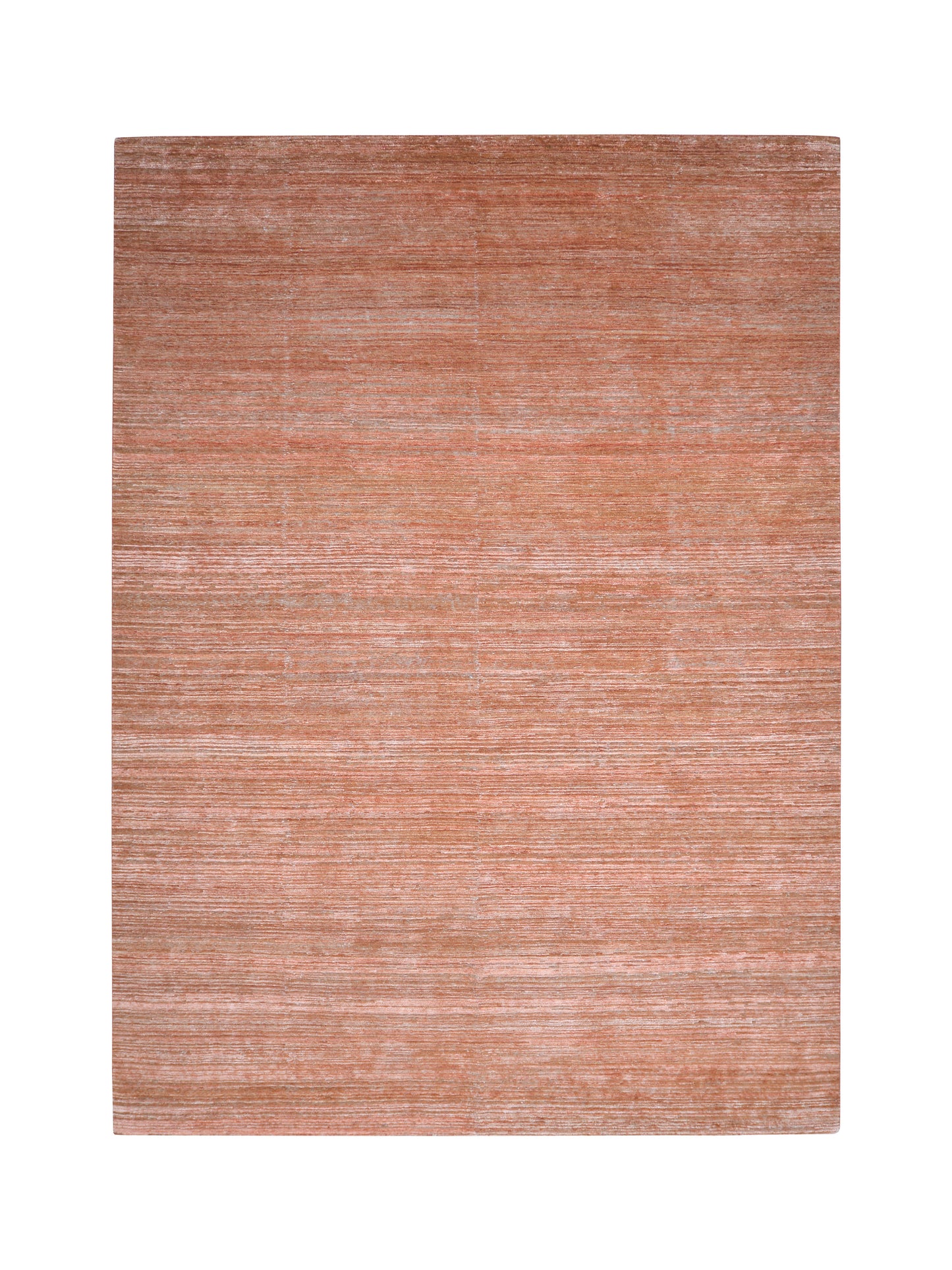 Rust Silk and Wool Modern Textured Handknotted Area Rug