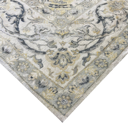 Crown Ivory, Blue, Grey and Multy Blended Silk Traditional Persian Handknotted 9.11x14.8Ft 304x448Cms Area Rug