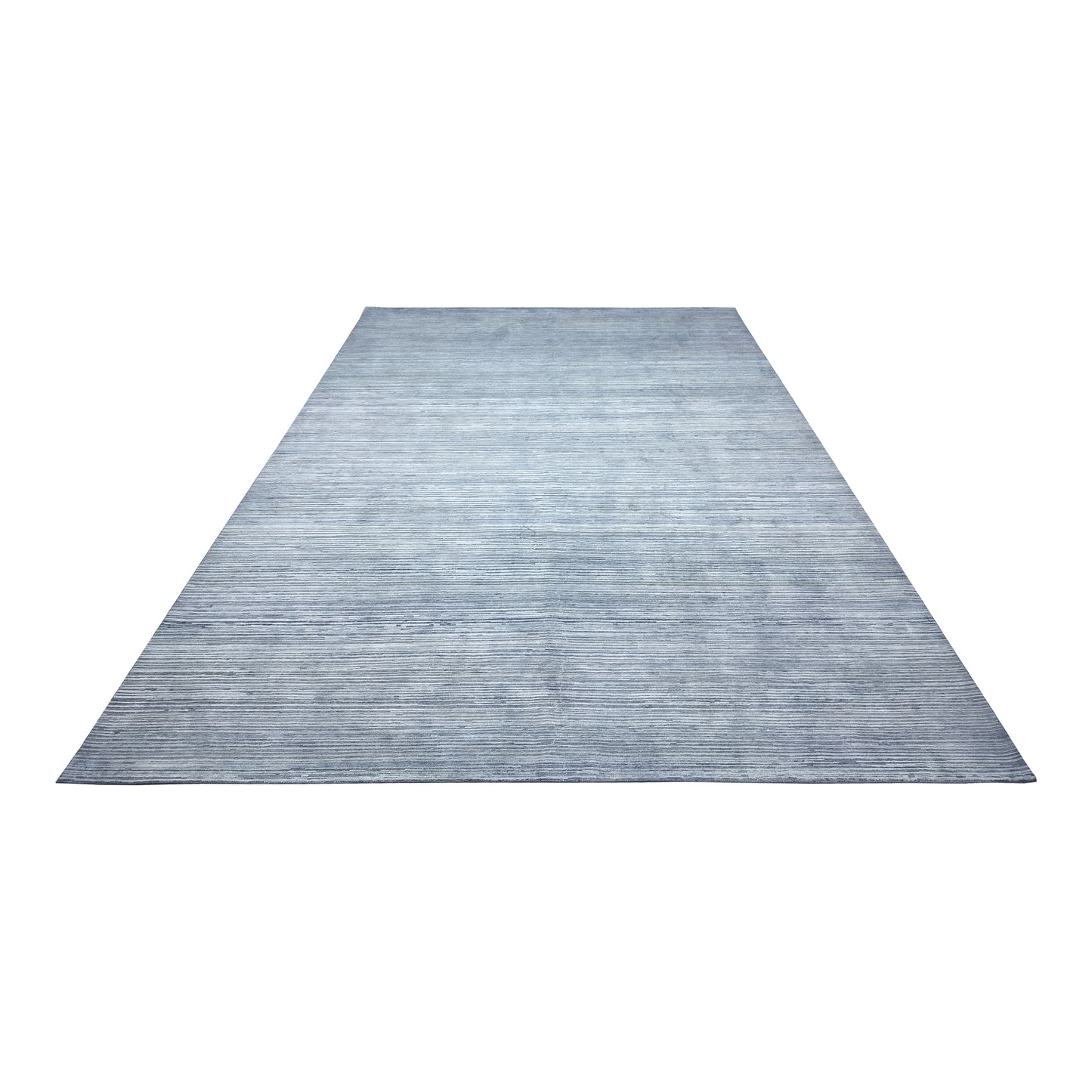 Grey and Blue, Silk Wool Oxidized Modern Solid Handknotted 9.11x14.2ft 301x430Cms Area Rug