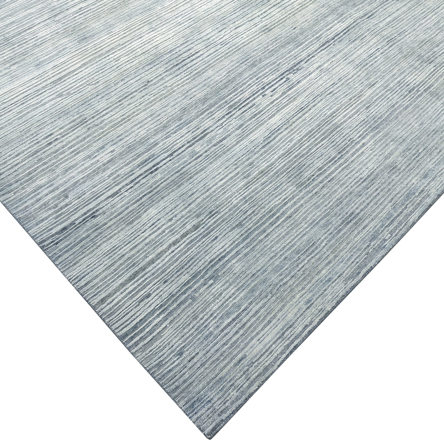 Grey and Blue, Silk Wool Oxidized Modern Solid Handknotted 9.11x14.2ft 301x430Cms Area Rug