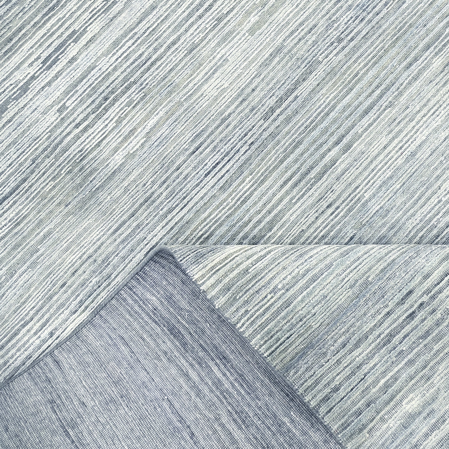 Grey and Blue, Silk Wool Oxidized Modern Solid Handknotted 9.11x14.2ft 301x430Cms Area Rug