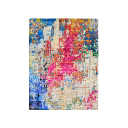 Ivory Multy, Sari Silk Wool Modern Handknotted 8.11x11.9Ft 270x357Cms Area Rug