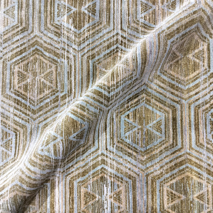 Gold Beige, Pure Wool Modern Handknotted 8.11x12.0Ft 271x375Cms Area Rug