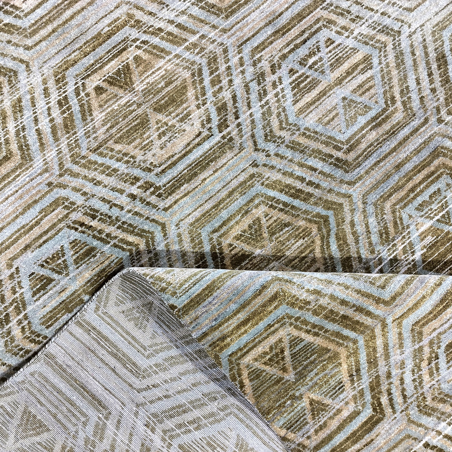 Gold Beige, Pure Wool Modern Handknotted 8.11x12.0Ft 271x375Cms Area Rug