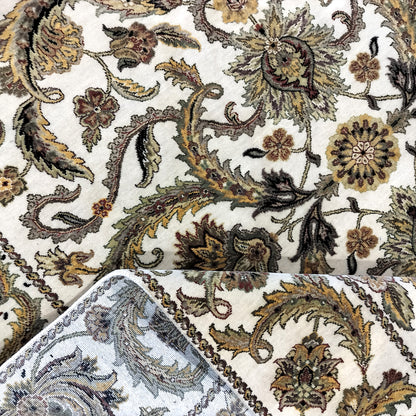 Yellow and Ivory, Pure Wool Regular Pile Traditional Handknotted 8.2x10.1Ft 249x306Cms Area Rug