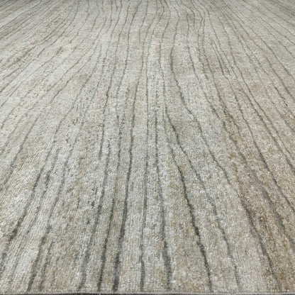 Ivory Silk Wool Modern Handknotted 9.11x14.4ft 302x436cms Area Rug