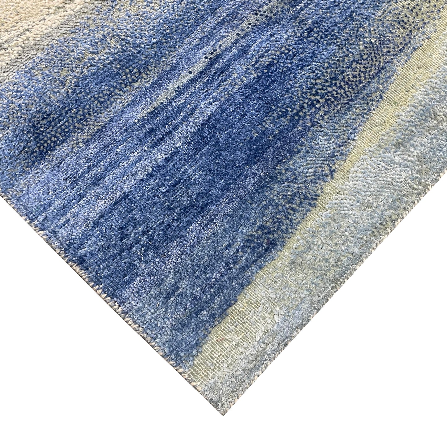 Grey and Blue, Blended Silk Wool Oxidized Modern Abstract Handknotted 8.11x12.4ft 272x375Cms Area Rug