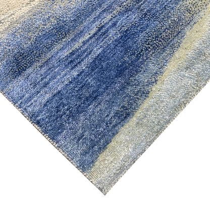Grey and Blue, Blended Silk Wool Oxidized Modern Abstract Handknotted 8.11x12.4ft 272x375Cms Area Rug