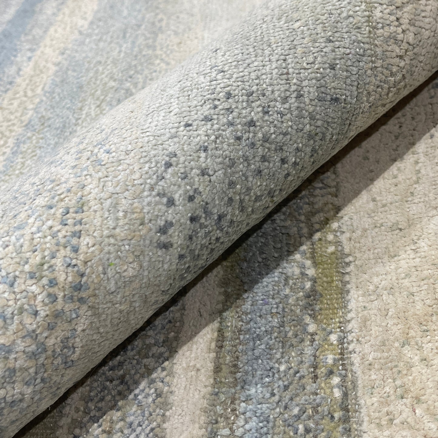 Grey and Blue, Blended Silk Wool Oxidized Modern Abstract Handknotted 8.11x12.4ft 272x375Cms Area Rug