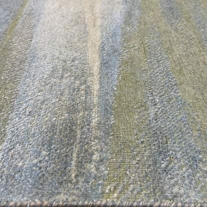 Grey and Blue, Blended Silk Wool Oxidized Modern Abstract Handknotted 8.11x12.4ft 272x375Cms Area Rug