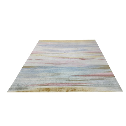 Beige Multy Blended Silk, Silk Wool Oxidized Transtional HandKnotted 9.0x12.1Ft 276x368Cms Area Rug