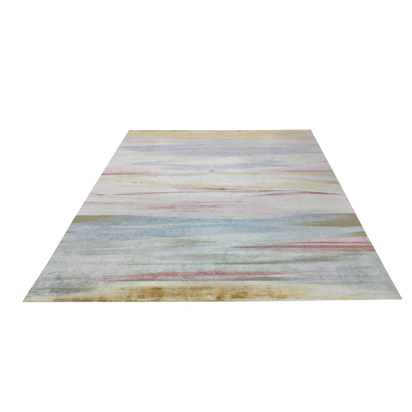 Beige Multy Blended Silk, Silk Wool Oxidized Transtional HandKnotted 9.0x12.1Ft 276x368Cms Area Rug