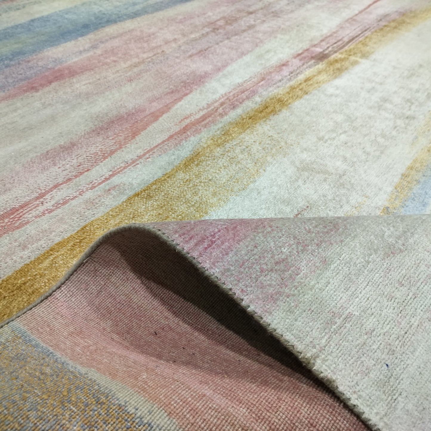 Beige Multy Blended Silk, Silk Wool Oxidized Transtional HandKnotted 9.0x12.1Ft 276x368Cms Area Rug