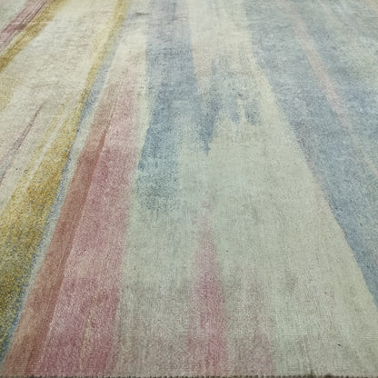 Beige Multy Blended Silk, Silk Wool Oxidized Transtional HandKnotted 9.0x12.1Ft 276x368Cms Area Rug