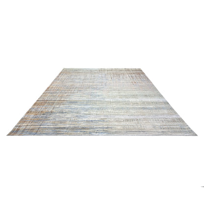 Grey and Multy, Sari Silk and wool Oxidized Modern Textured Handknotted 9.0x11.11ft 275x362Cms Area Rug