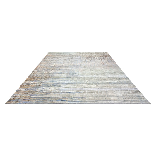 Grey and Multy, Sari Silk and wool Oxidized Modern Textured Handknotted 9.0x11.11ft 275x362Cms Area Rug