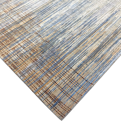 Grey and Multy, Sari Silk and wool Oxidized Modern Textured Handknotted 9.0x11.11ft 275x362Cms Area Rug