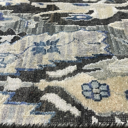 Black Grey, Silk Wool Oxidized Persian Transitional Handknotted 11.11x15.2Ft 364x463Cms Area Rug