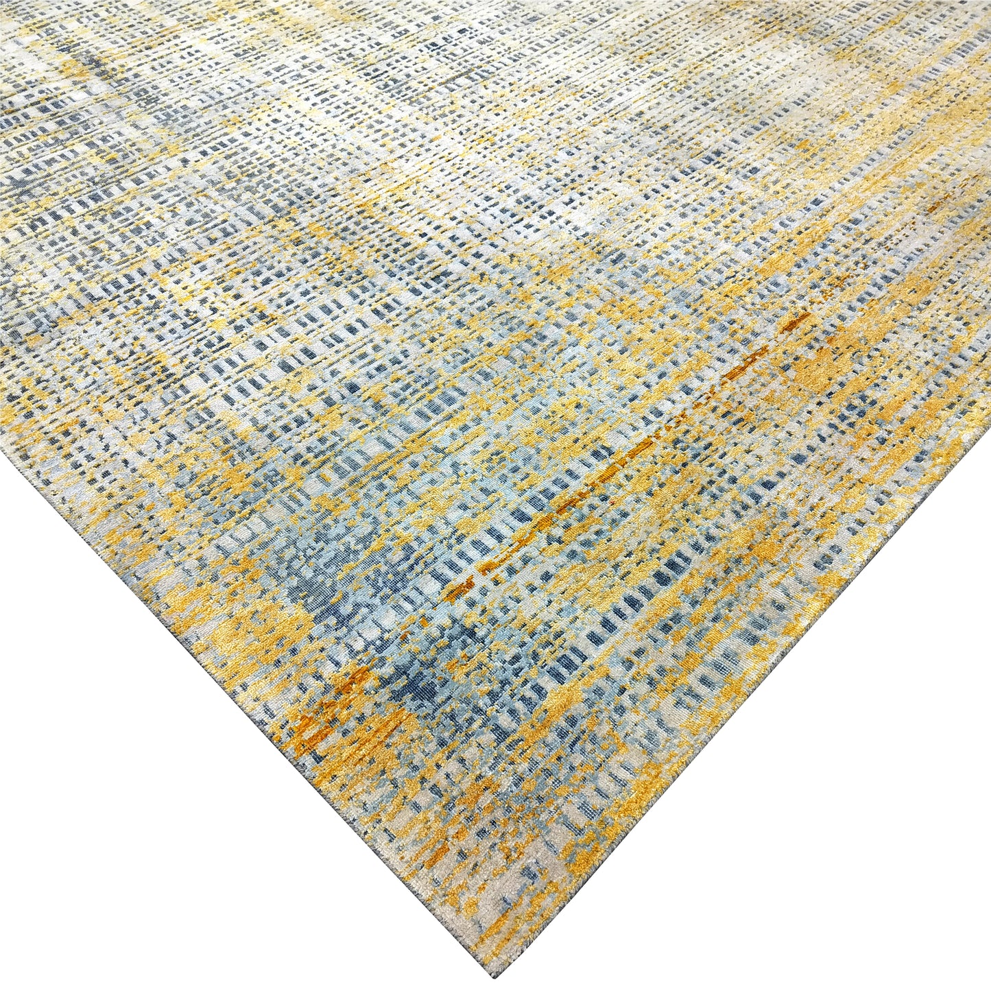 Grey Gold, Silk Wool Modern Handknotted 8.10x11.11Ft 270x364Cms Area Rug