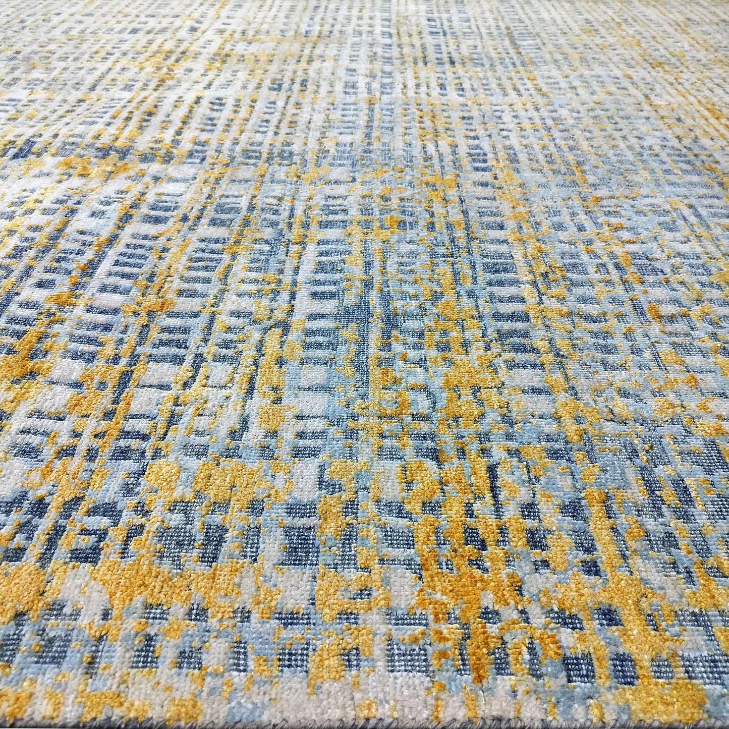 Grey Gold, Silk Wool Modern Handknotted 8.10x11.11Ft 270x364Cms Area Rug