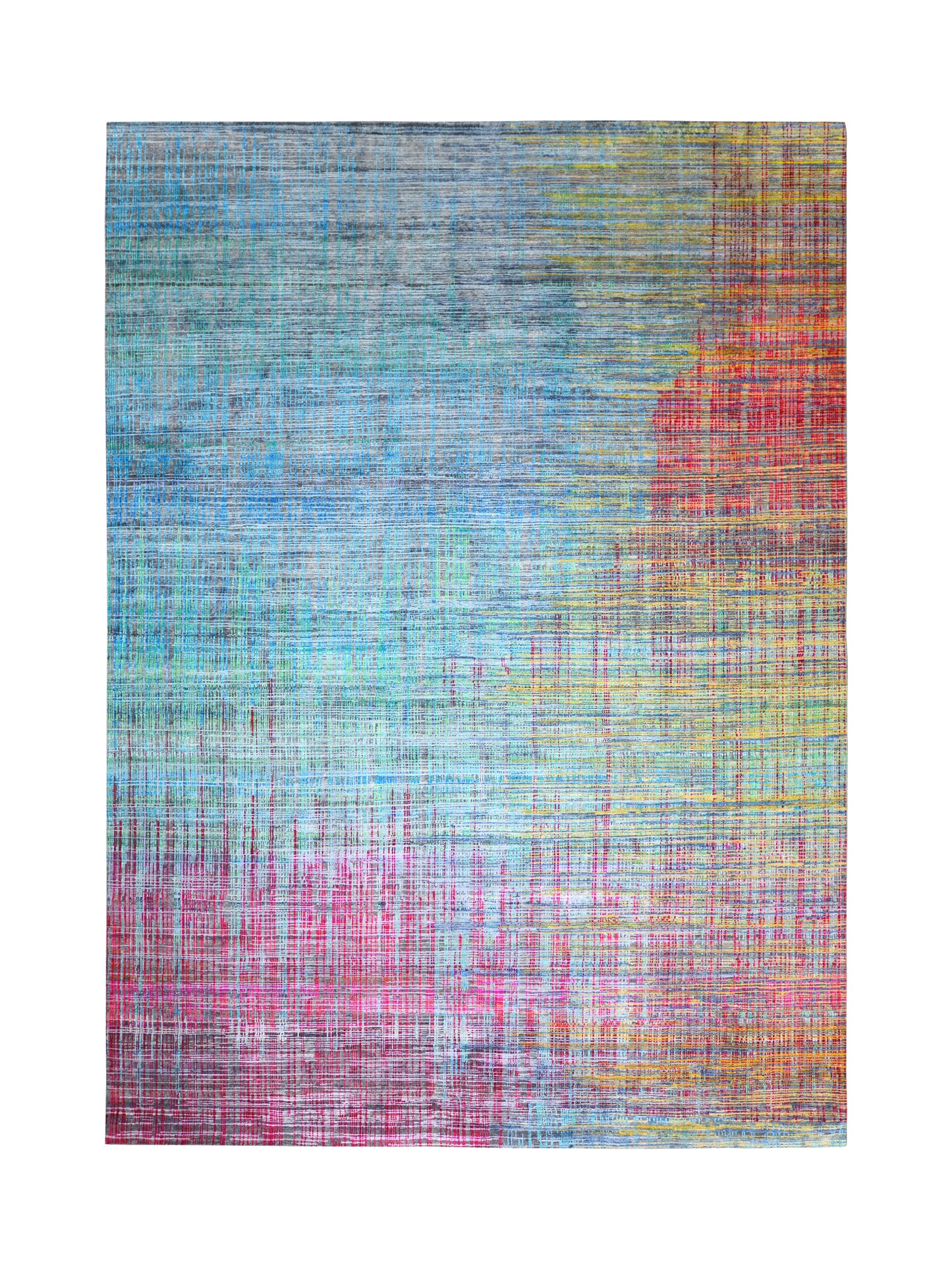 Grey and Multy, Sari Silk Oxidized Modern Textured Handknotted 9.11x14.1ft 302x430Cms Area Rug