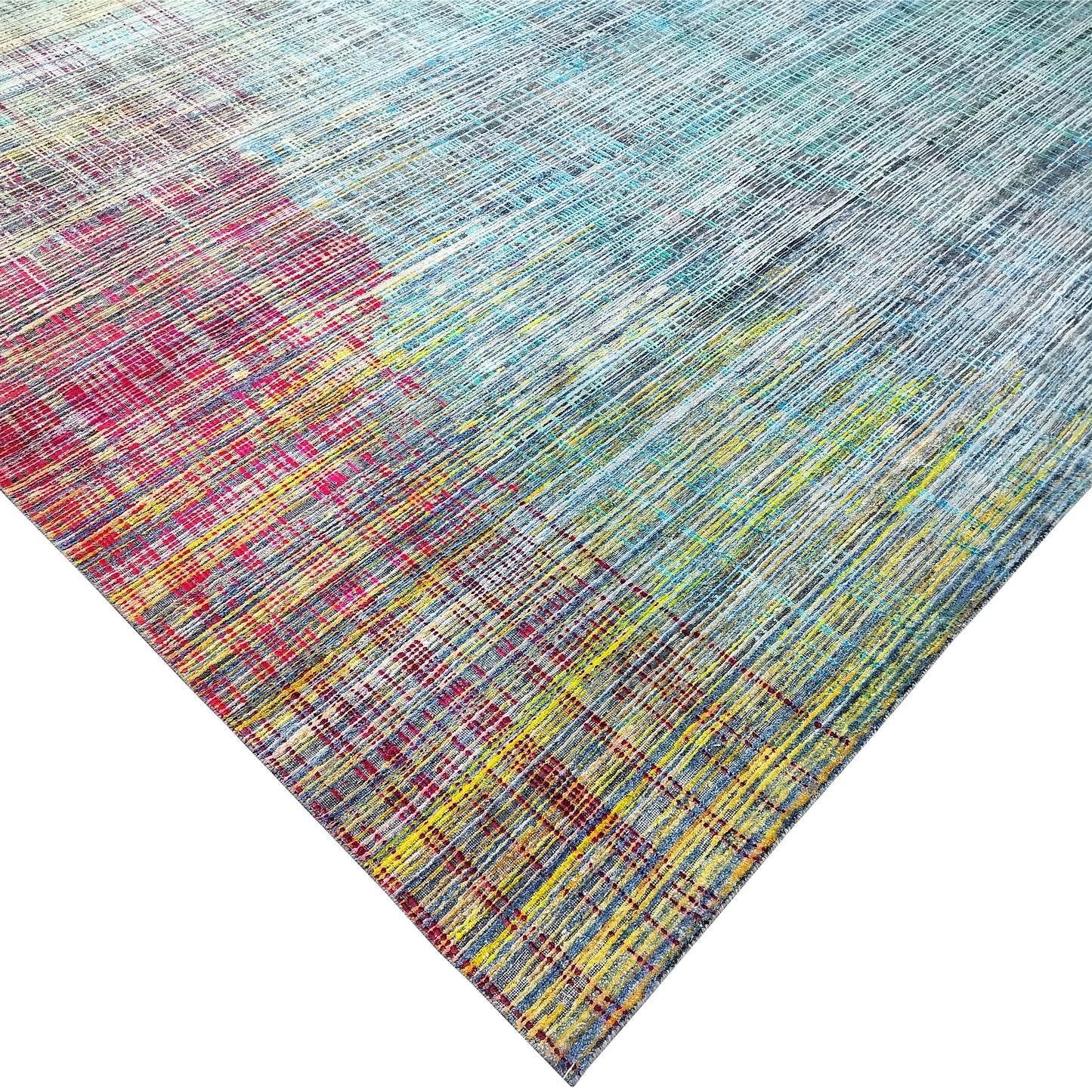 Grey and Multy, Sari Silk Oxidized Modern Textured Handknotted 9.11x14.1ft 302x430Cms Area Rug