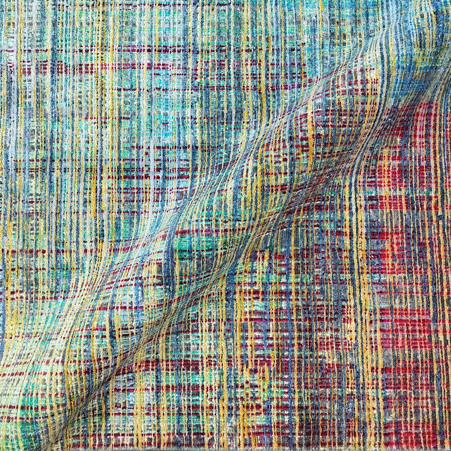 Grey and Multy, Sari Silk Oxidized Modern Textured Handknotted 9.11x14.1ft 302x430Cms Area Rug