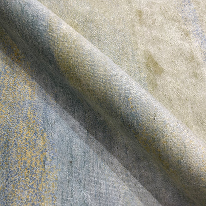 Gold and Blue, Pure Silk Modern Abstract Handknotted 9.11x11.11ft 257x365Cms Area Rug