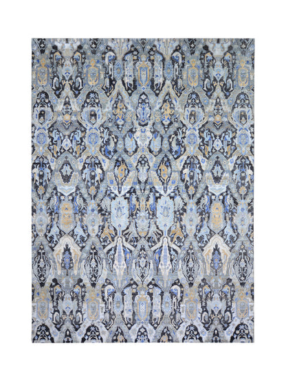 Black Multy Silk Wool Oxidized Transitional HandKnotted 10.0x13.11Ft 334x424Cms Area Rug