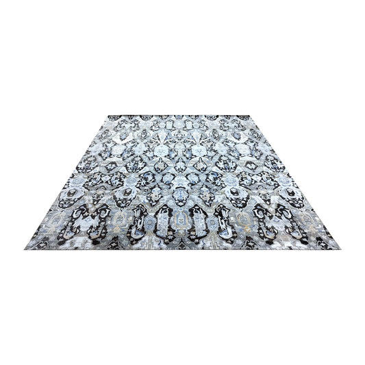 Black Multy Silk Wool Oxidized Transitional HandKnotted 10.0x13.11Ft 334x424Cms Area Rug