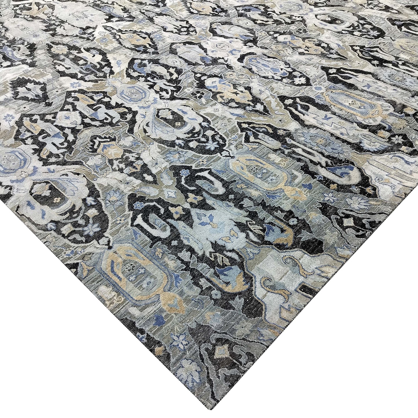 Black Multy Silk Wool Oxidized Transitional HandKnotted 10.0x13.11Ft 334x424Cms Area Rug