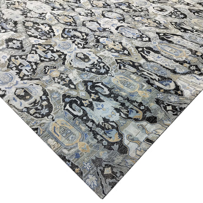 Black Multy Silk Wool Oxidized Transitional HandKnotted 10.0x13.11Ft 334x424Cms Area Rug