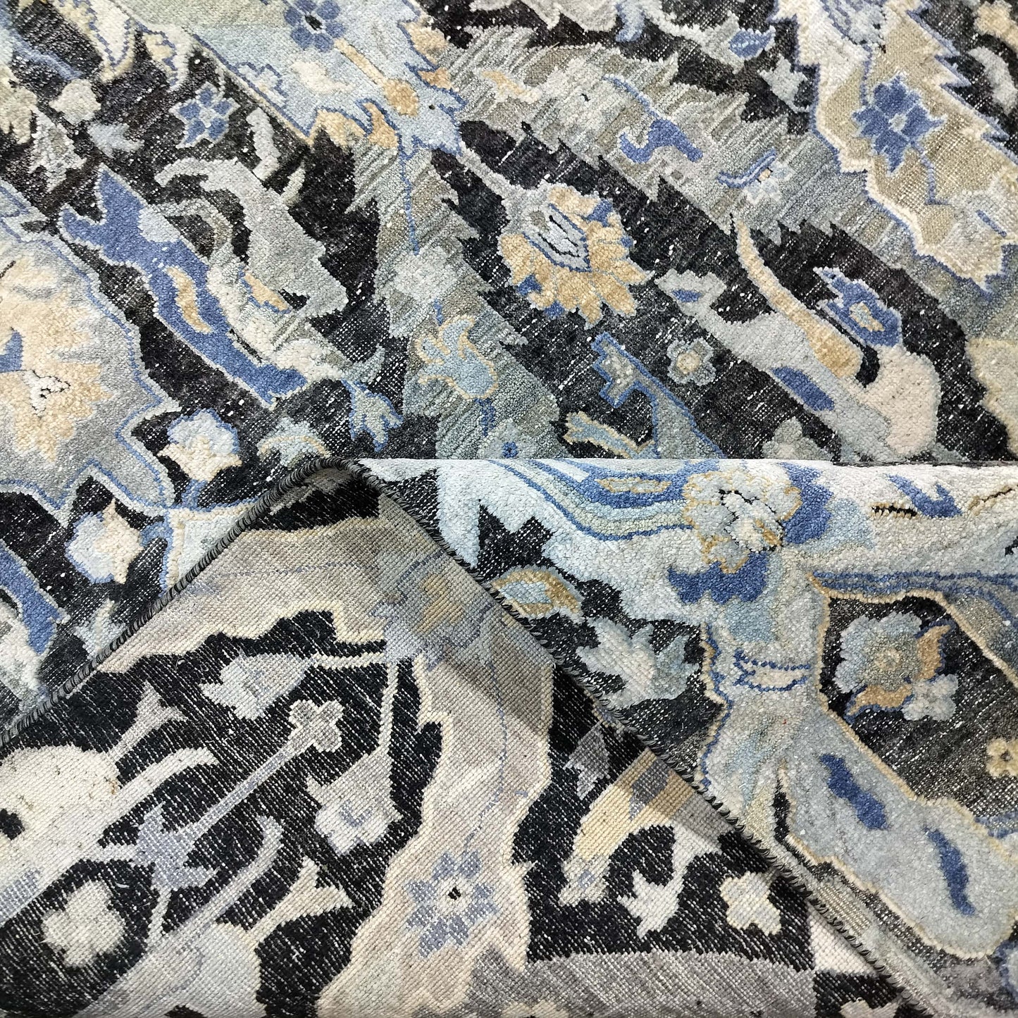 Black Multy Silk Wool Oxidized Transitional HandKnotted 10.0x13.11Ft 334x424Cms Area Rug