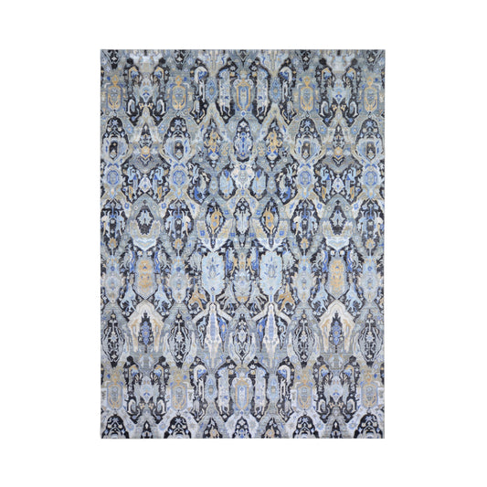 Black Multy Silk Wool Oxidized Transitional HandKnotted 10.0x13.11Ft 334x424Cms Area Rug