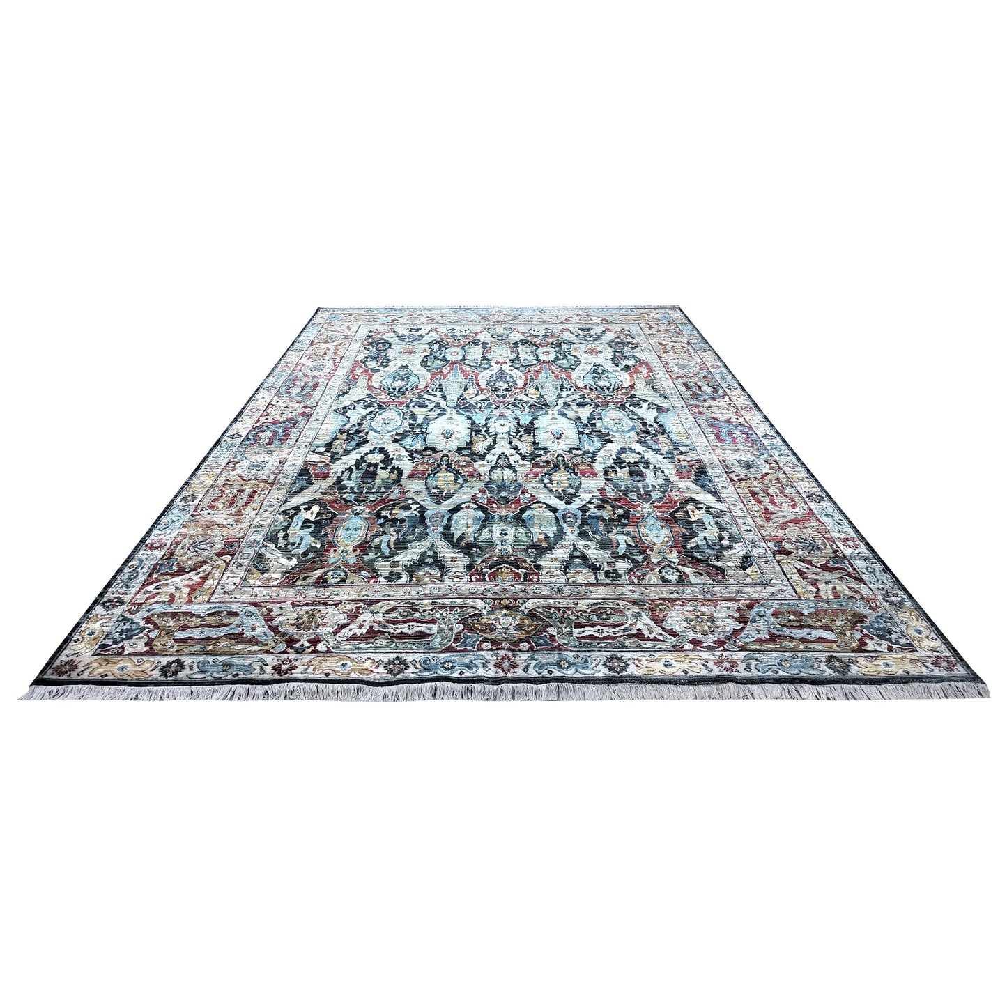 Multy Black Sari Silk Silk Wool Oxidized Bidzar Transitional Handknotted 10.0x14.2ft 305x432cms Area Rug