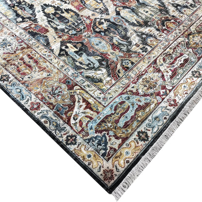 Multy Black Sari Silk Silk Wool Oxidized Bidzar Transitional Handknotted 10.0x14.2ft 305x432cms Area Rug