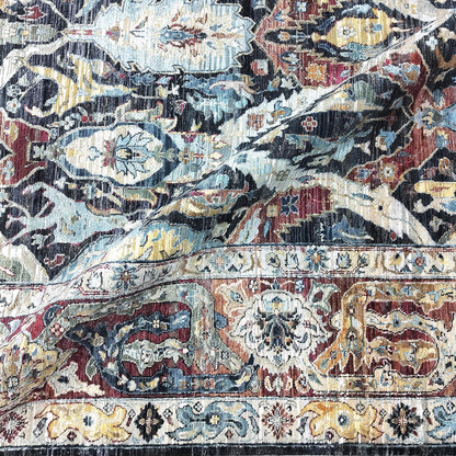 Multy Black Sari Silk Silk Wool Oxidized Bidzar Transitional Handknotted 10.0x14.2ft 305x432cms Area Rug