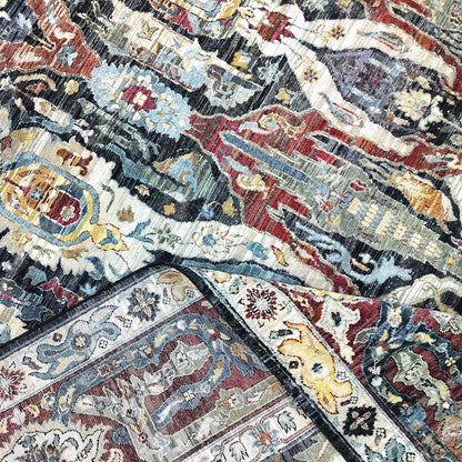 Multy Black Sari Silk Silk Wool Oxidized Bidzar Transitional Handknotted 10.0x14.2ft 305x432cms Area Rug