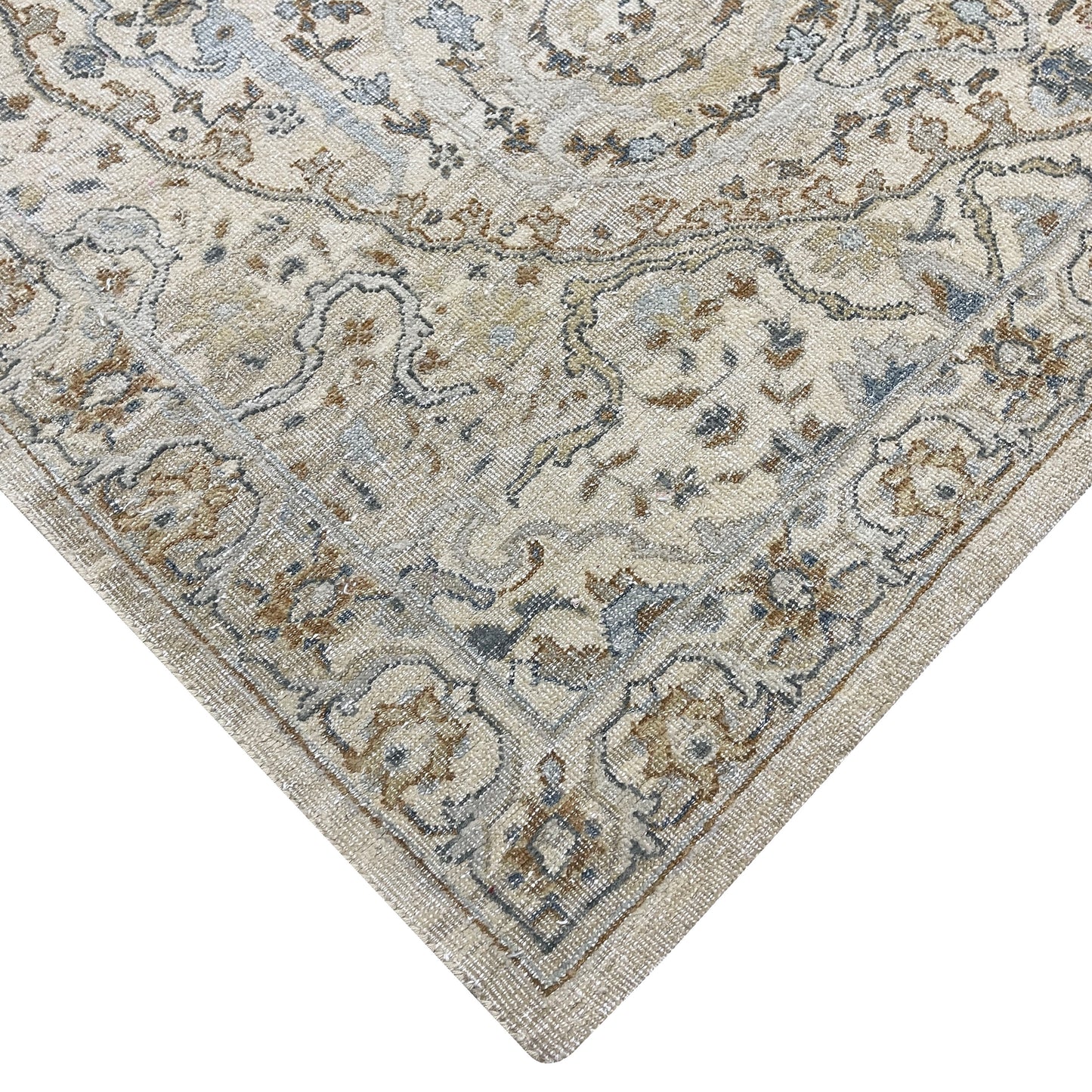 Beige and Multy Pure Wool Transitional Handknotted 9.1x12.2Ft 276x370Cms Area Rug