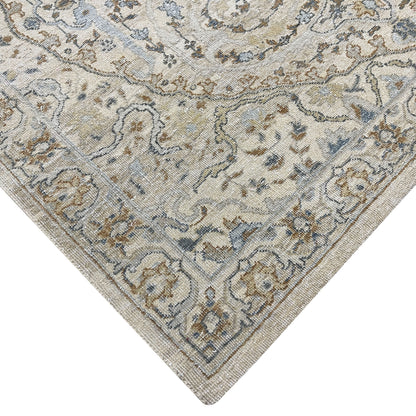 Beige and Multy Pure Wool Transitional Handknotted 9.1x12.2Ft 276x370Cms Area Rug