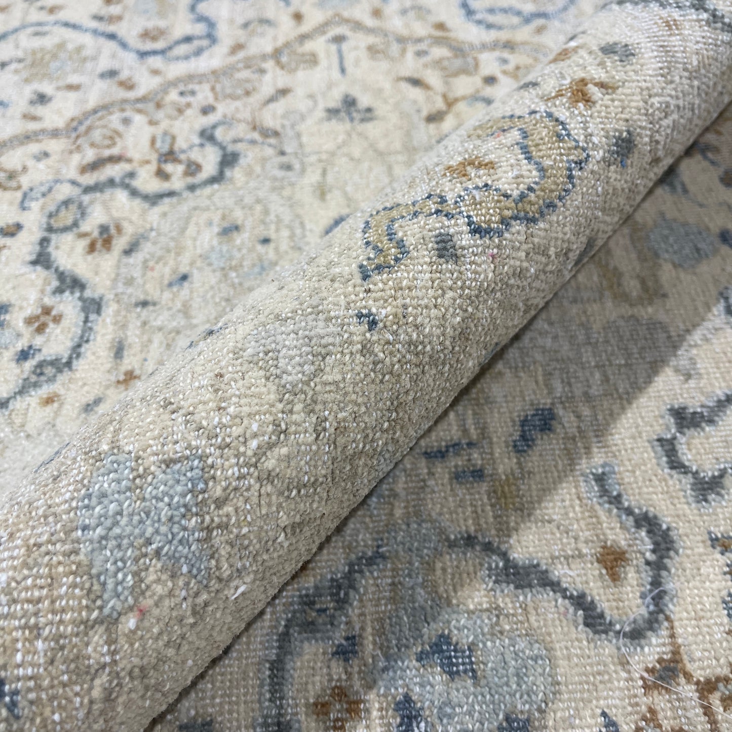 Beige and Multy Pure Wool Transitional Handknotted 9.1x12.2Ft 276x370Cms Area Rug
