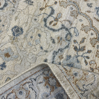 Beige and Multy Pure Wool Transitional Handknotted 9.1x12.2Ft 276x370Cms Area Rug