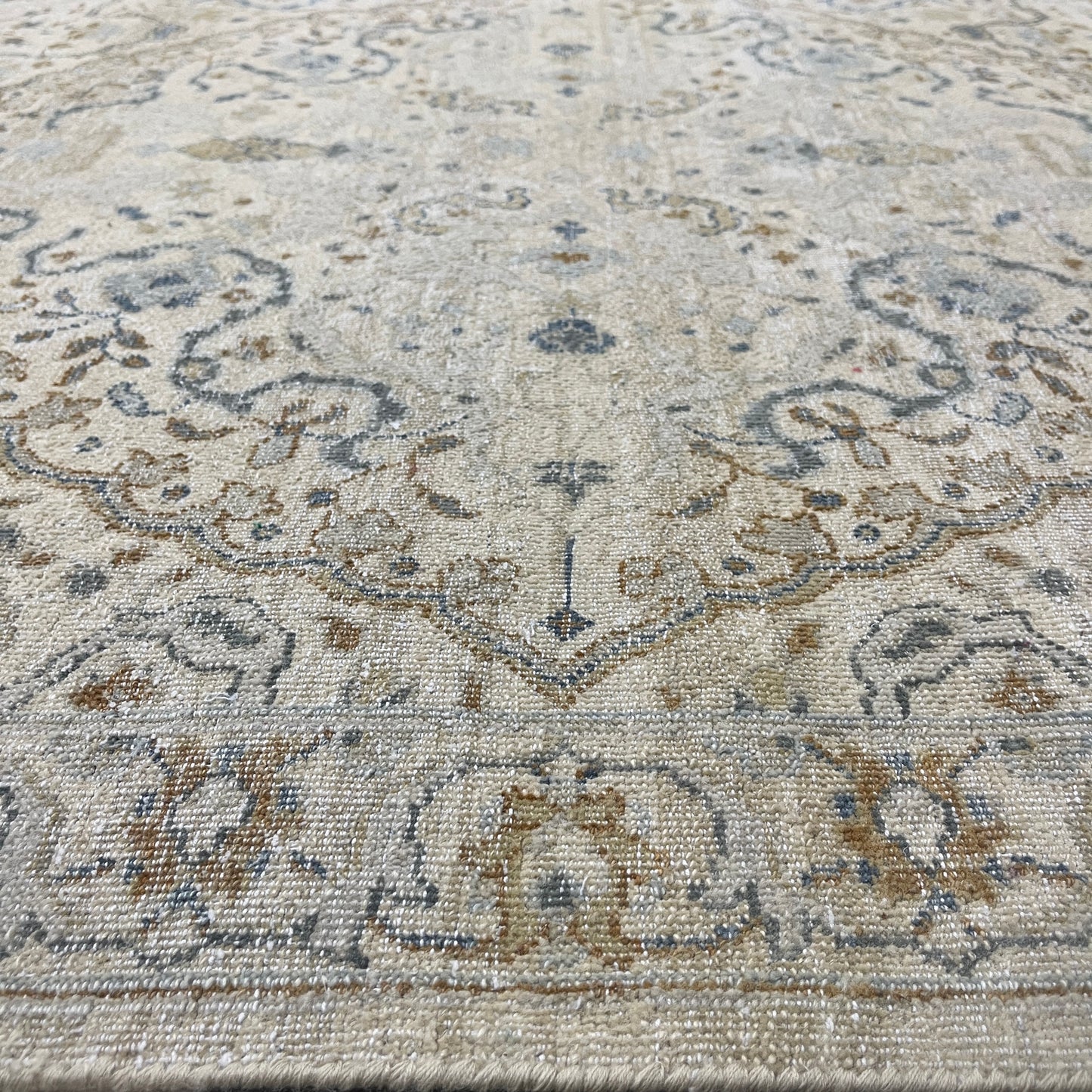 Beige and Multy Pure Wool Transitional Handknotted 9.1x12.2Ft 276x370Cms Area Rug